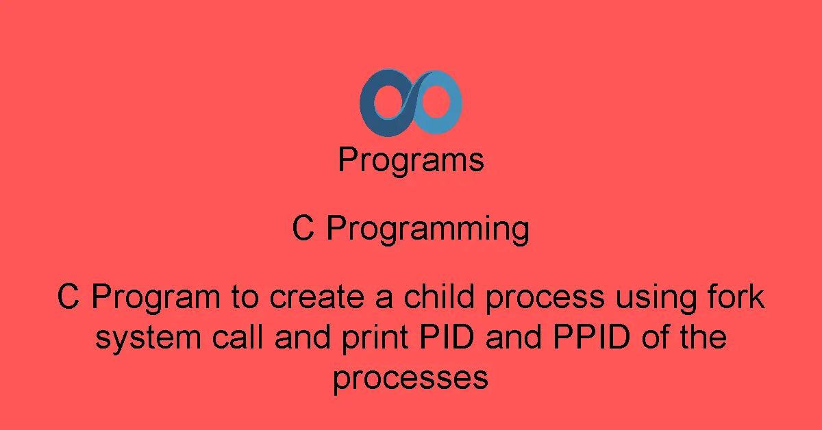 C Program to create a child process using fork system call and print PID and PPID of the processes