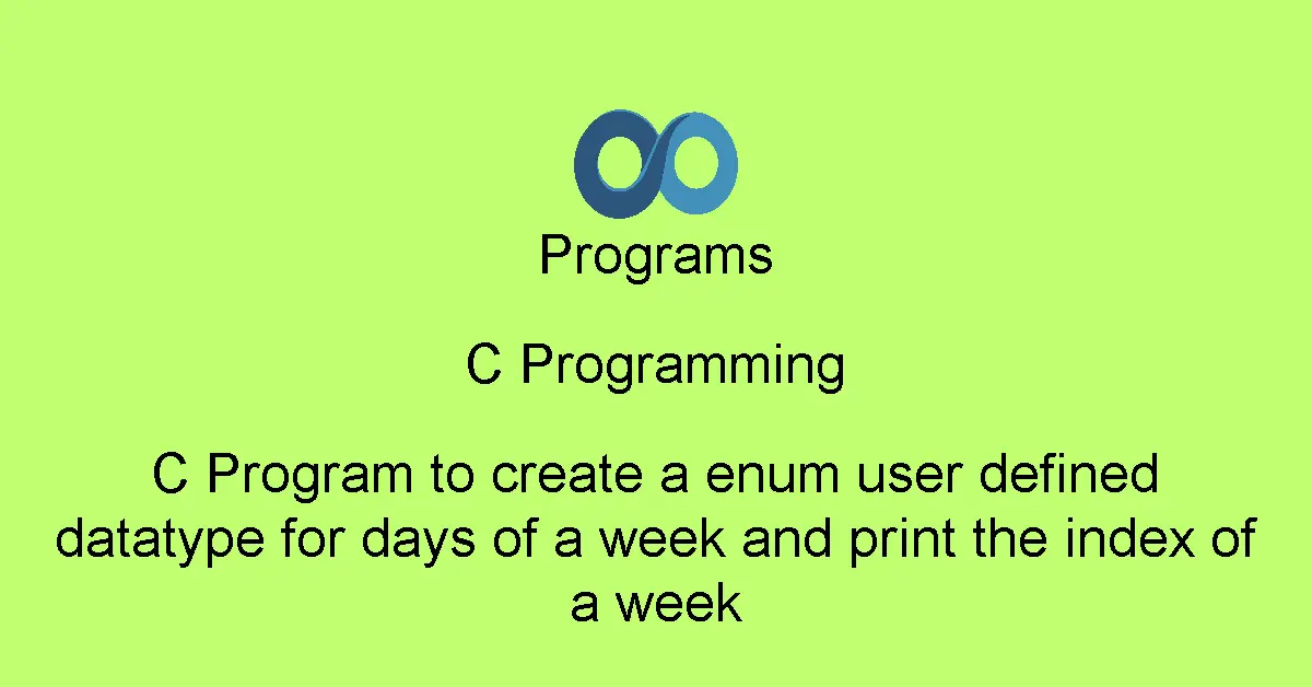 C Program to create a enum user defined datatype for days of a week and print the index of a week