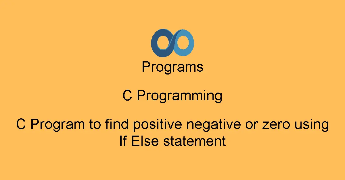 C Program to find positive negative or zero using If Else statement