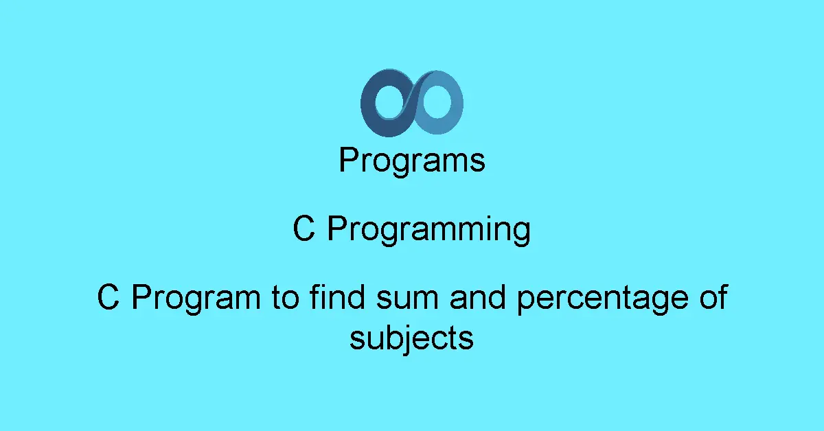 C Program to find sum and percentage of subjects