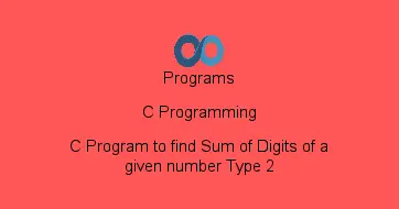 C Program to find Sum of Digits of a given number Type 2