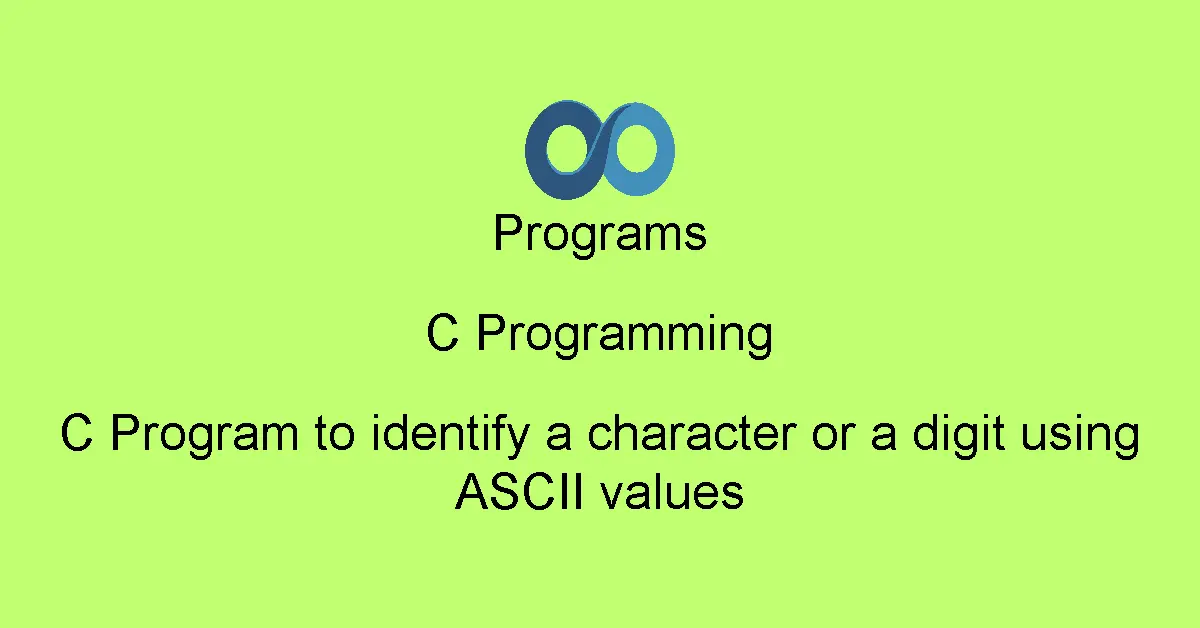 C Program to identify a character or a digit using ASCII values