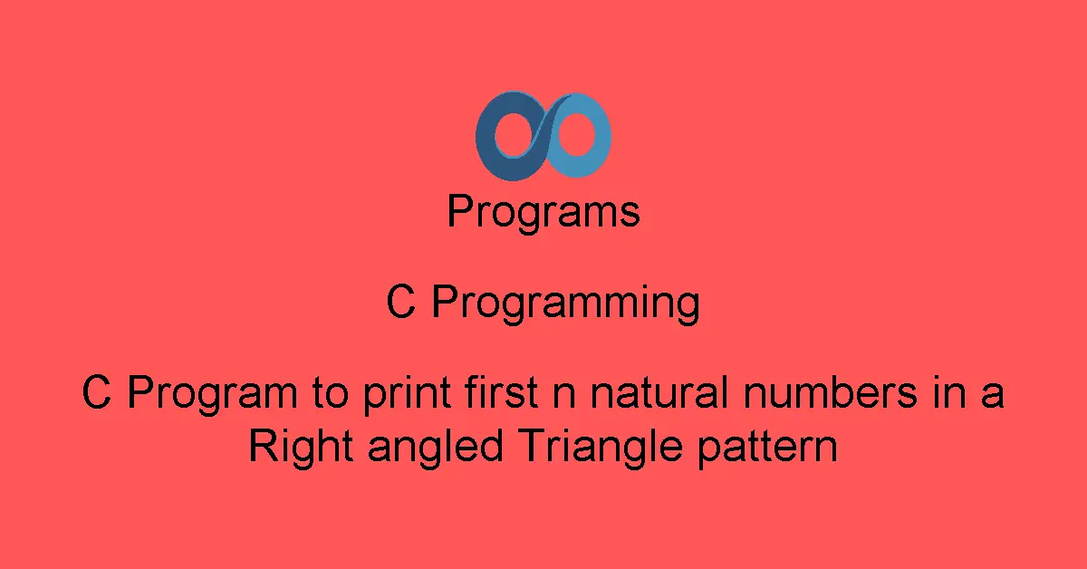 C Program to print first n natural numbers in a Right angled Triangle pattern