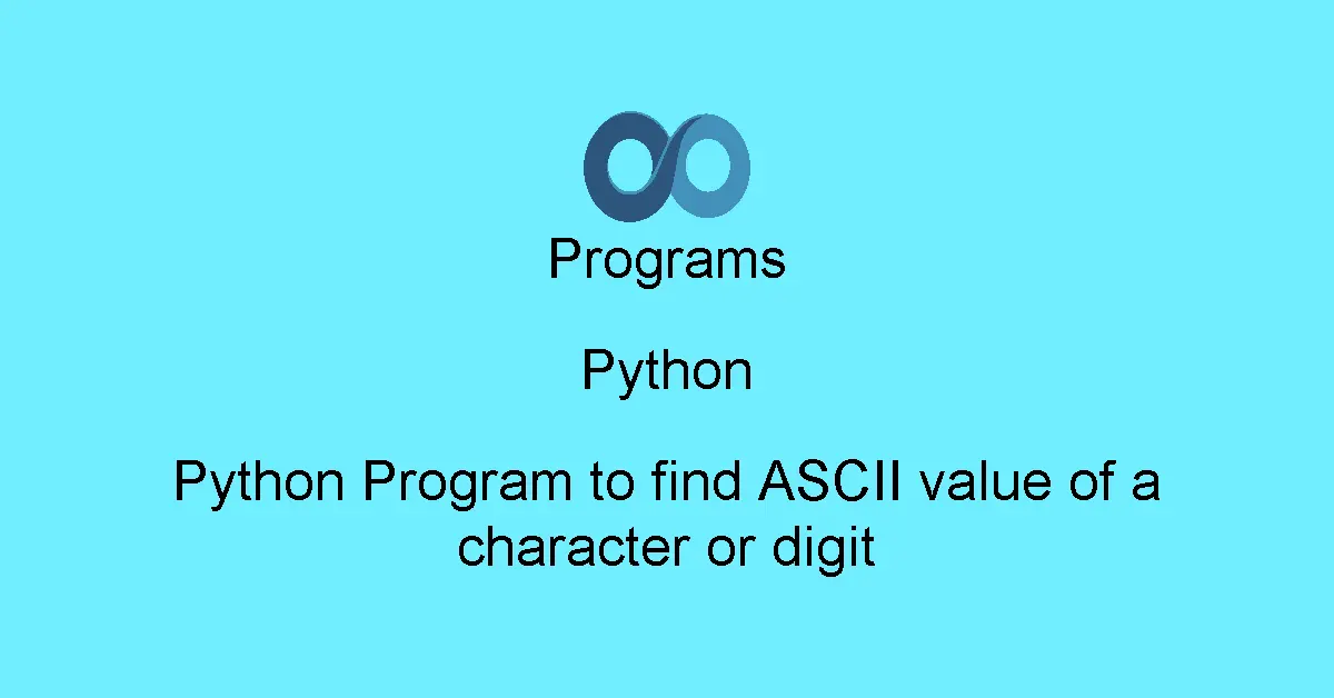 Python Program to find ASCII value of a character or digit