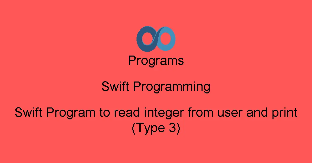 Swift Program to read integer from user and print (Type 3)