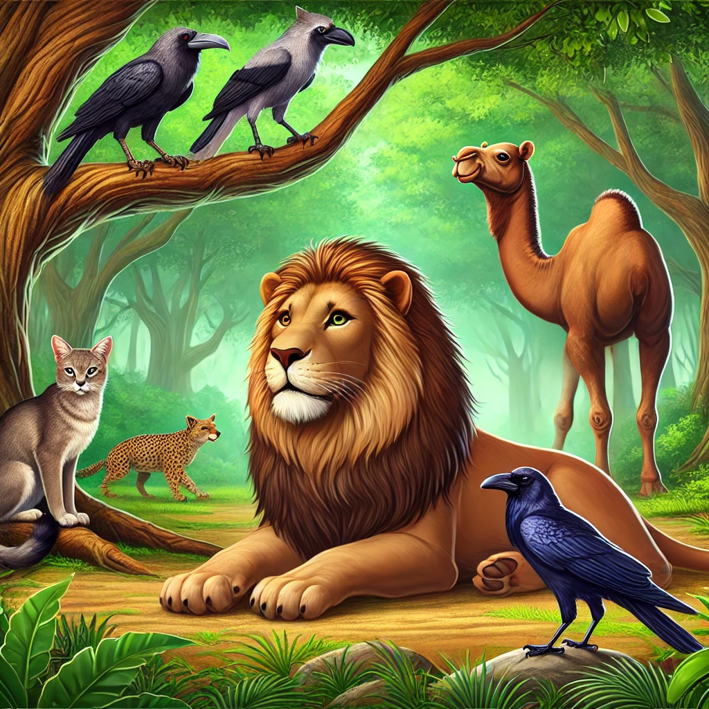 The Lion, the Camel, the Jackal and the Crow